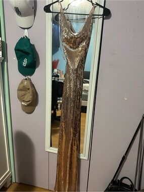 PromGirl Rose Gold Sequin Prom Dress